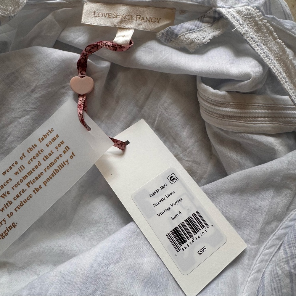 LoveShackFancy Nocelle White and Blue Maxi Dress size 4 - Picture 4 of 9